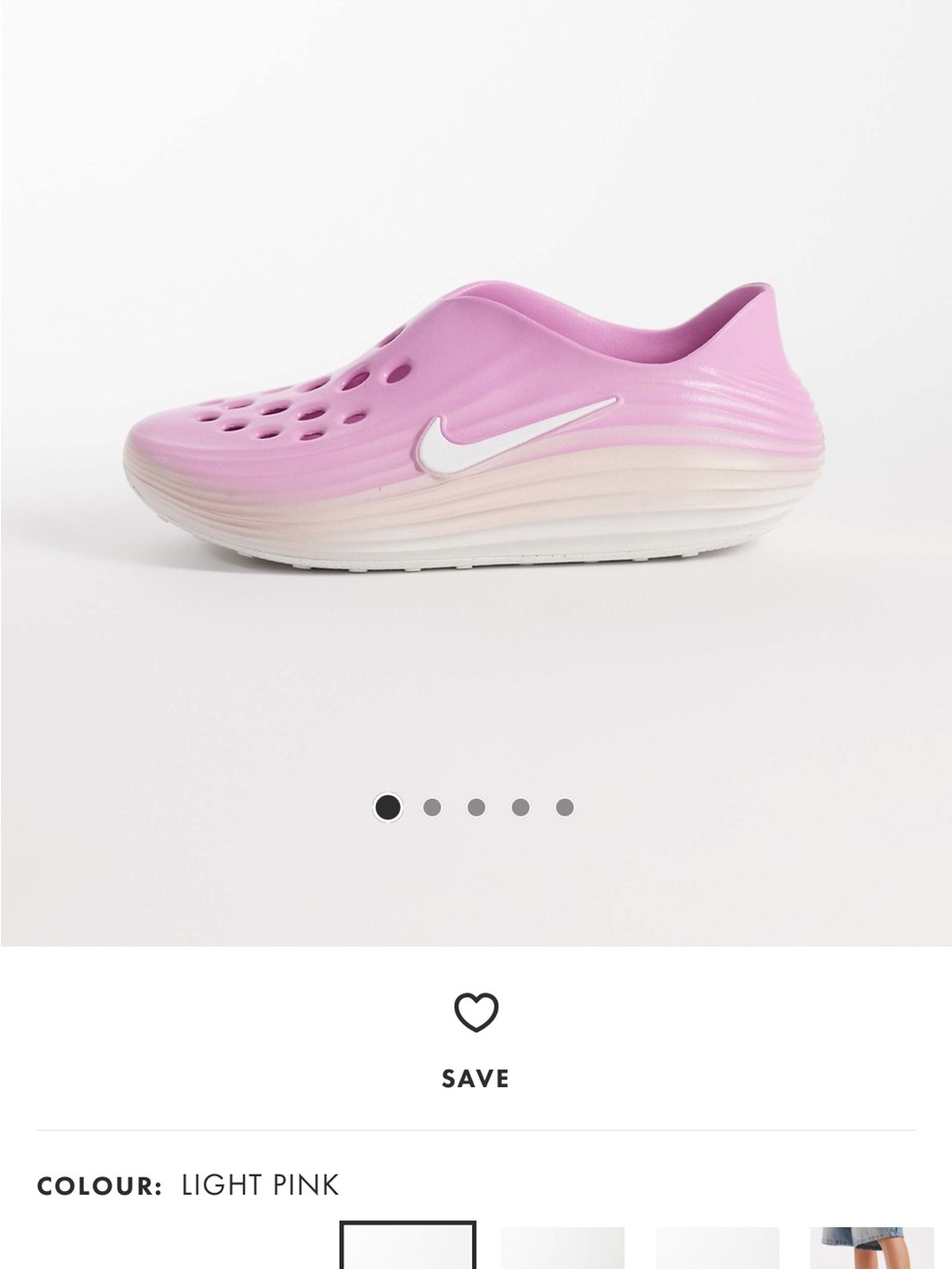 Nike Light Pink Gradient Slip-On Clog with White Swoosh